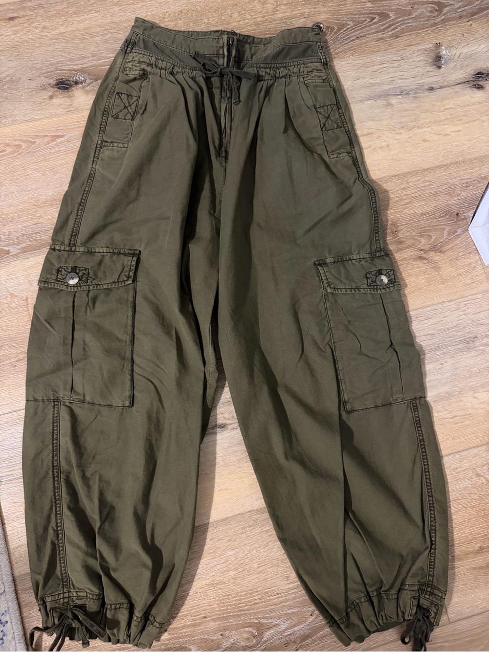 Free People High Waist Olive Cargo Joggers